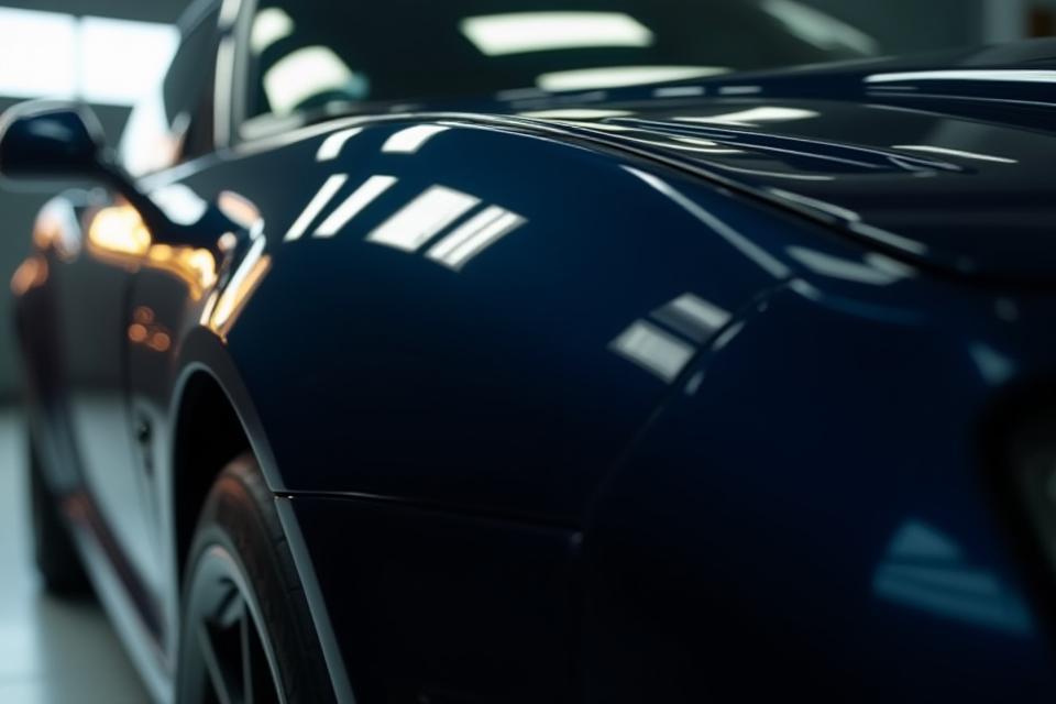 Highly polished car after detailing shimmering in the light