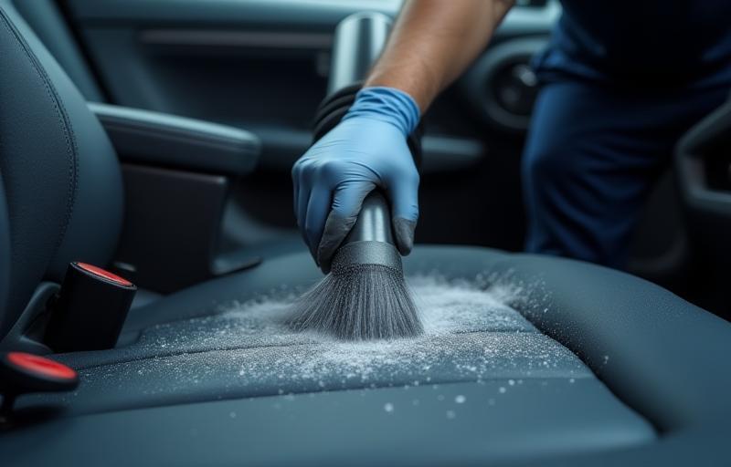Image showing a car getting its interior vacuumed as part of a full detail service